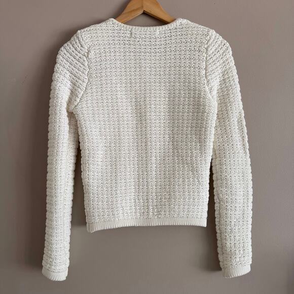 Bishop + Young Bristol Knit Gold Button Cardigan Sweater Ivory Size Small - Picture 7 of 7